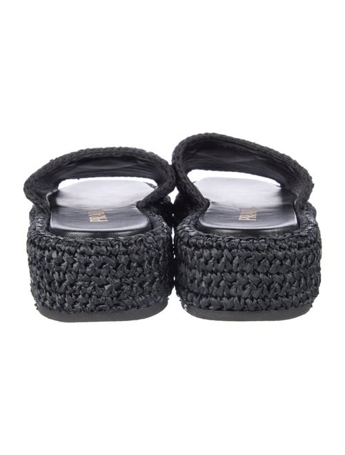 Prada Enameled Metal Triangle Raffia Espadrilles