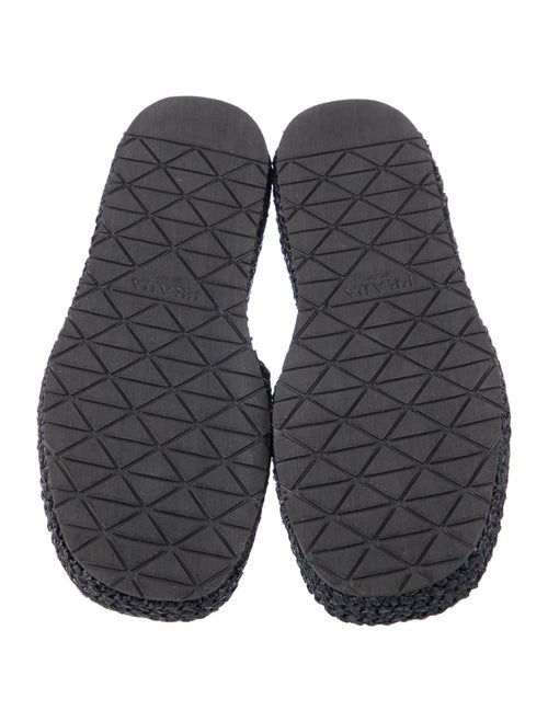 Prada Enameled Metal Triangle Raffia Espadrilles