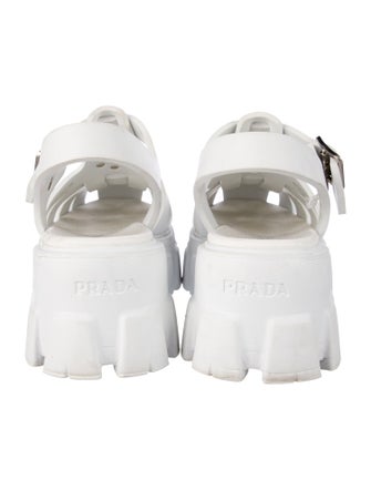 Prada Enameled Metal Triangle Rubber Sandals