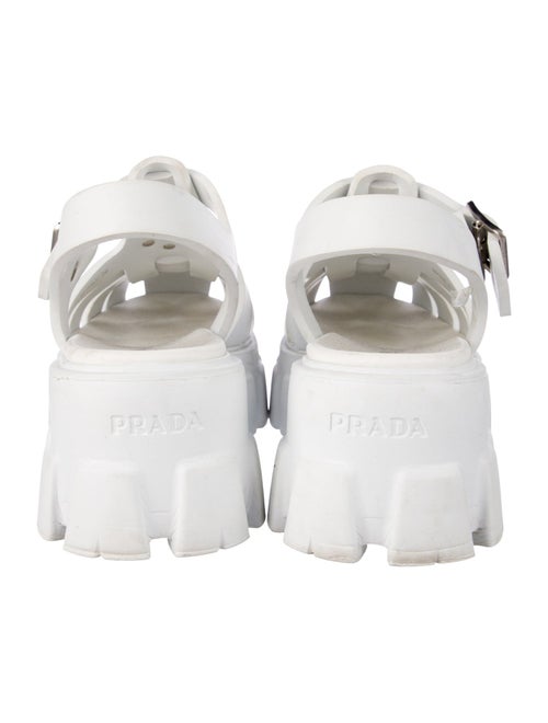 Prada Enameled Metal Triangle Rubber Sandals