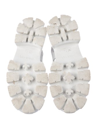 Prada Enameled Metal Triangle Rubber Sandals