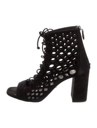 Prada Suede Lasercut Accents Pumps