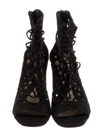 Prada Suede Lasercut Accents Pumps