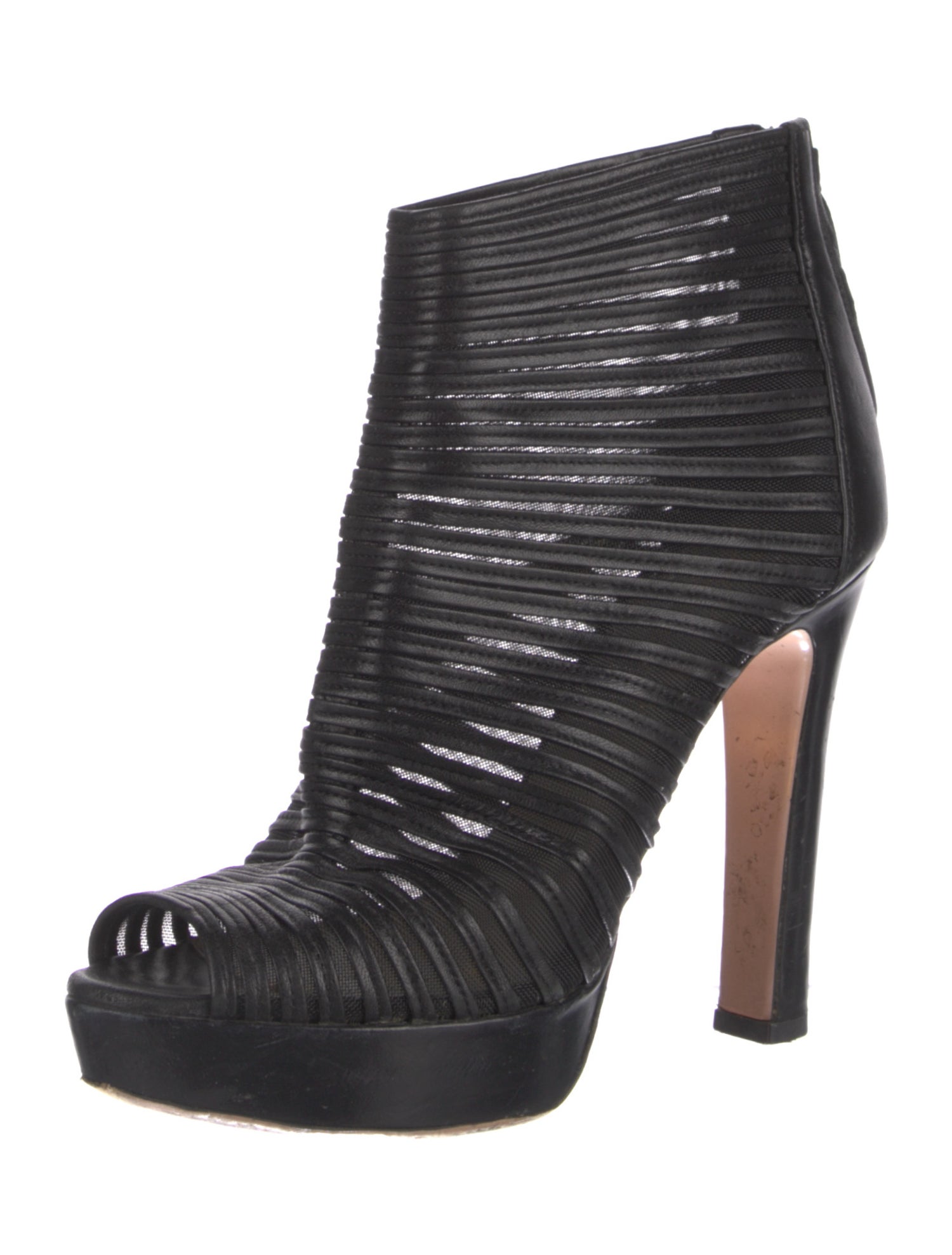 Prada Leather Mesh Accents Pumps