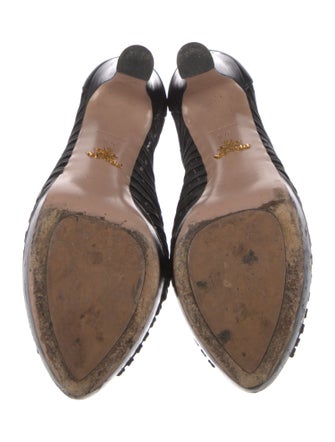 Prada Leather Mesh Accents Pumps