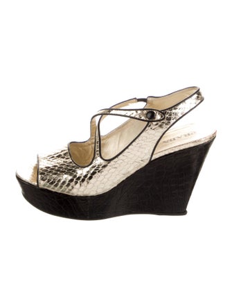 Prada Patent Leather Animal Print Slingback Sandals