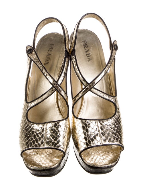 Prada Patent Leather Animal Print Slingback Sandals