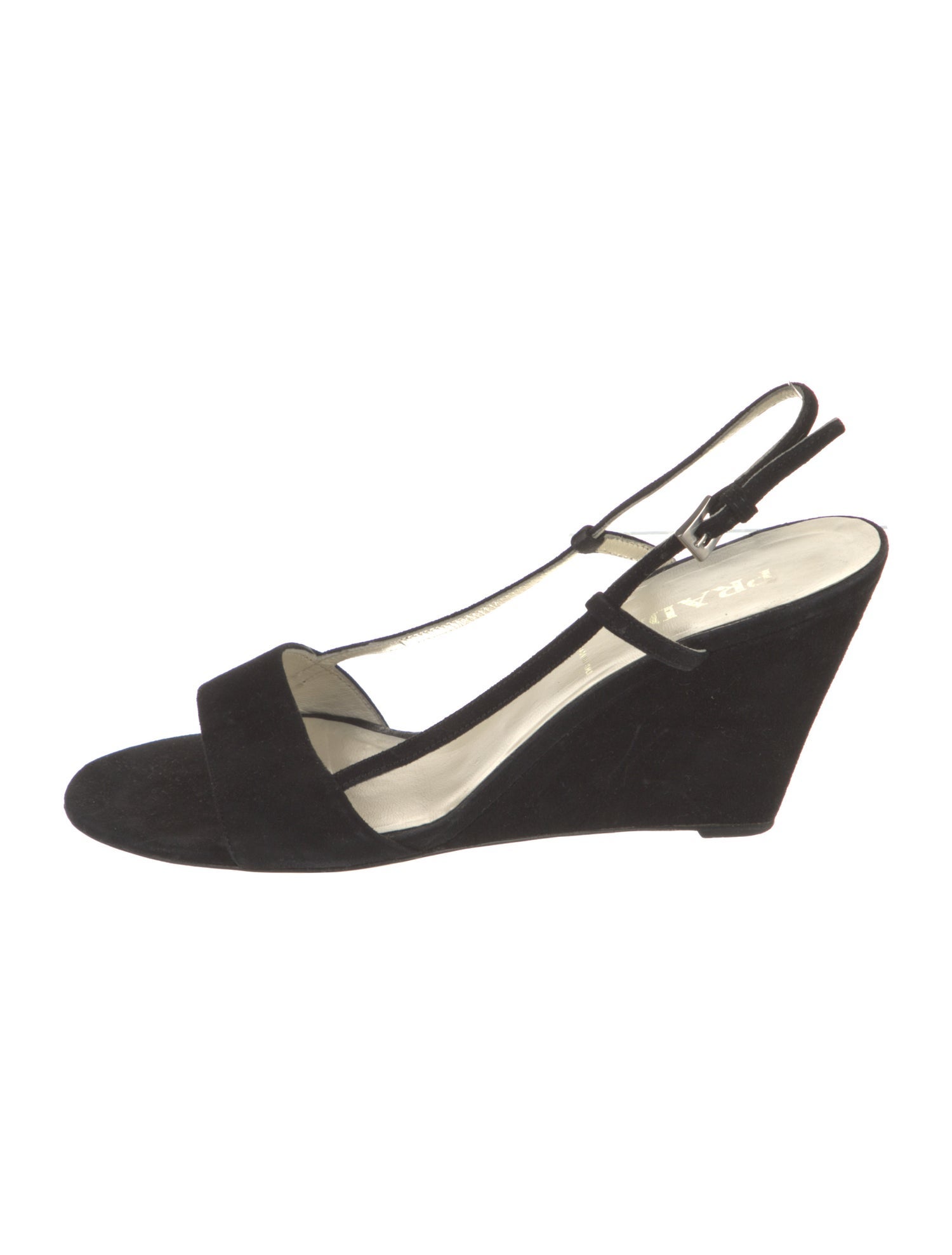 Prada Suede Leather Trim Embellishment Slingback Sandals