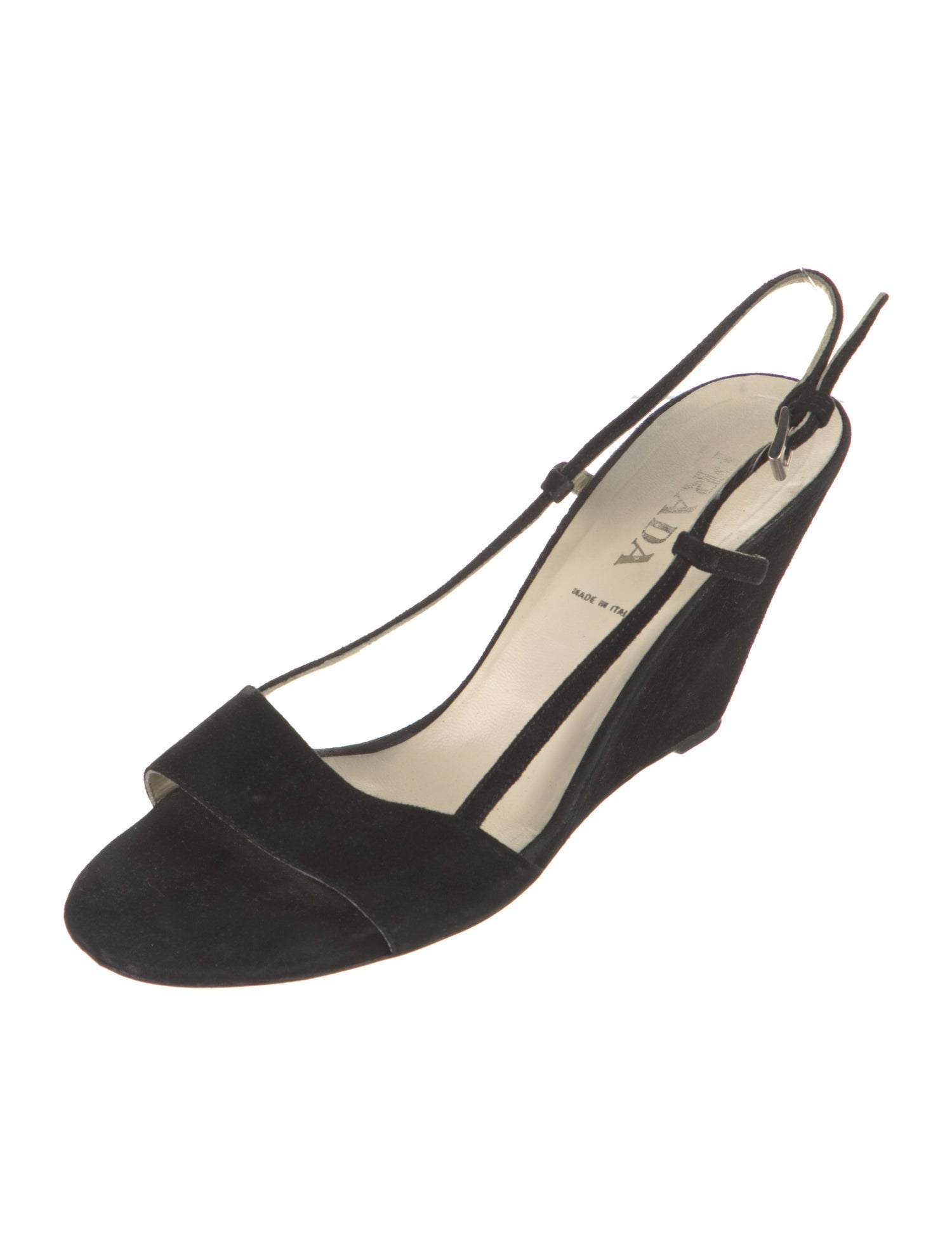 Prada Suede Leather Trim Embellishment Slingback Sandals