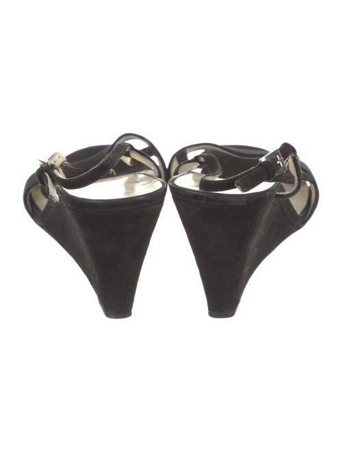 Prada Suede Leather Trim Embellishment Slingback Sandals