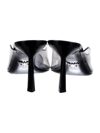Prada PVC Leather Trim Embellishment Mules