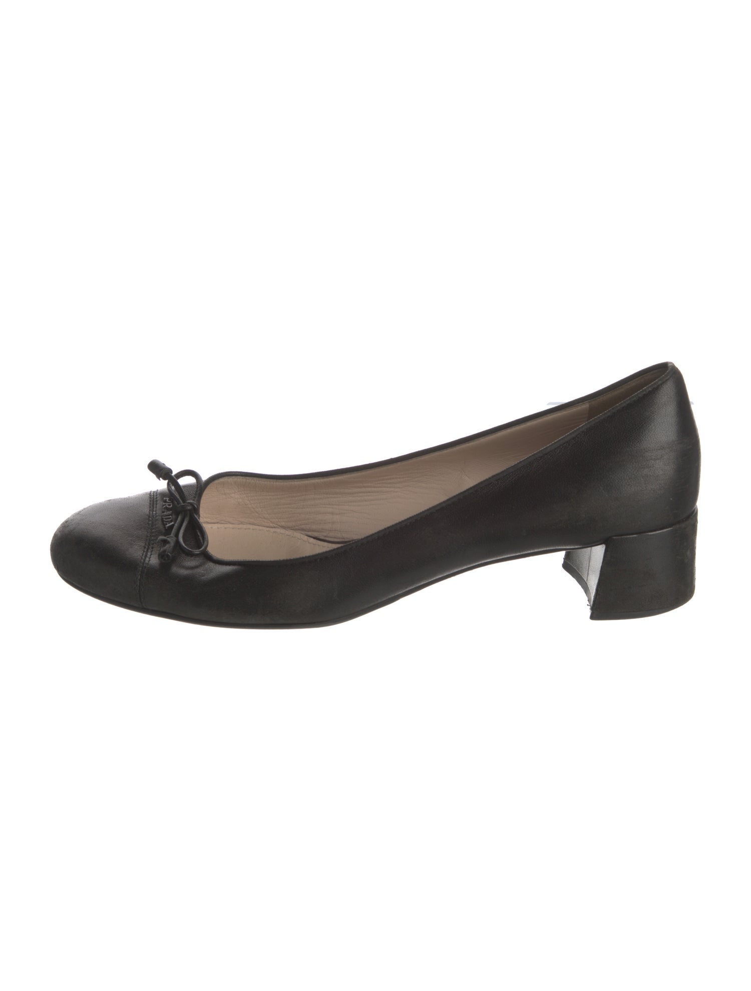 Prada Leather Bow Accents Ballet Flats