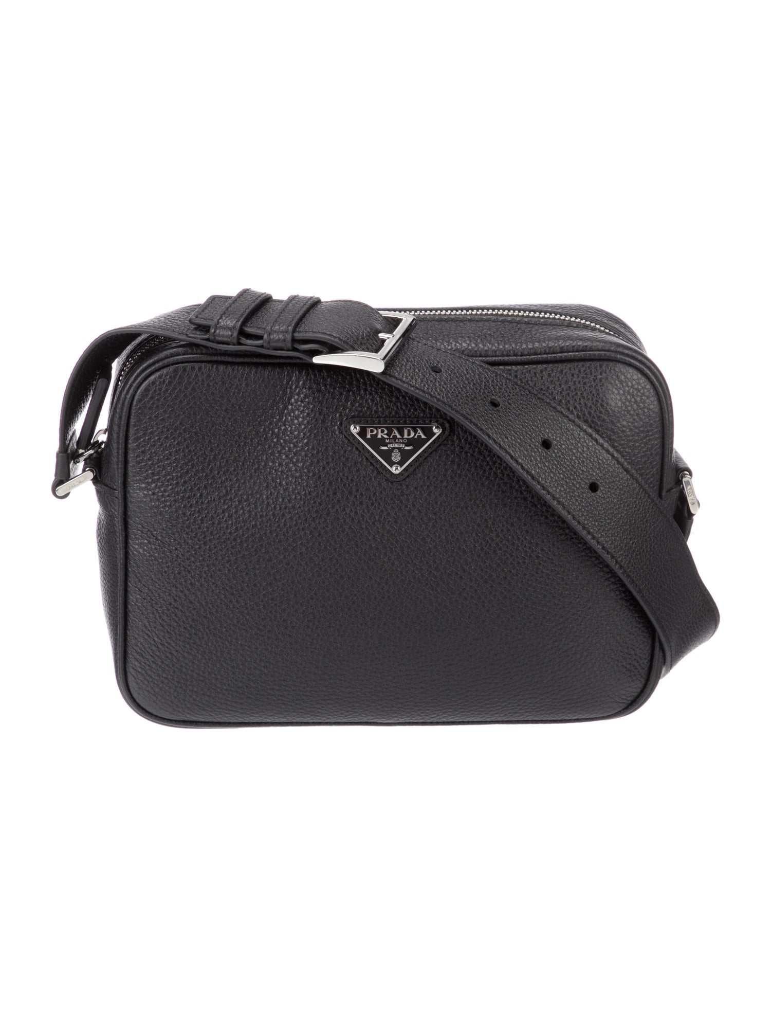 Prada Enameled Metal Triangle Messenger Bag