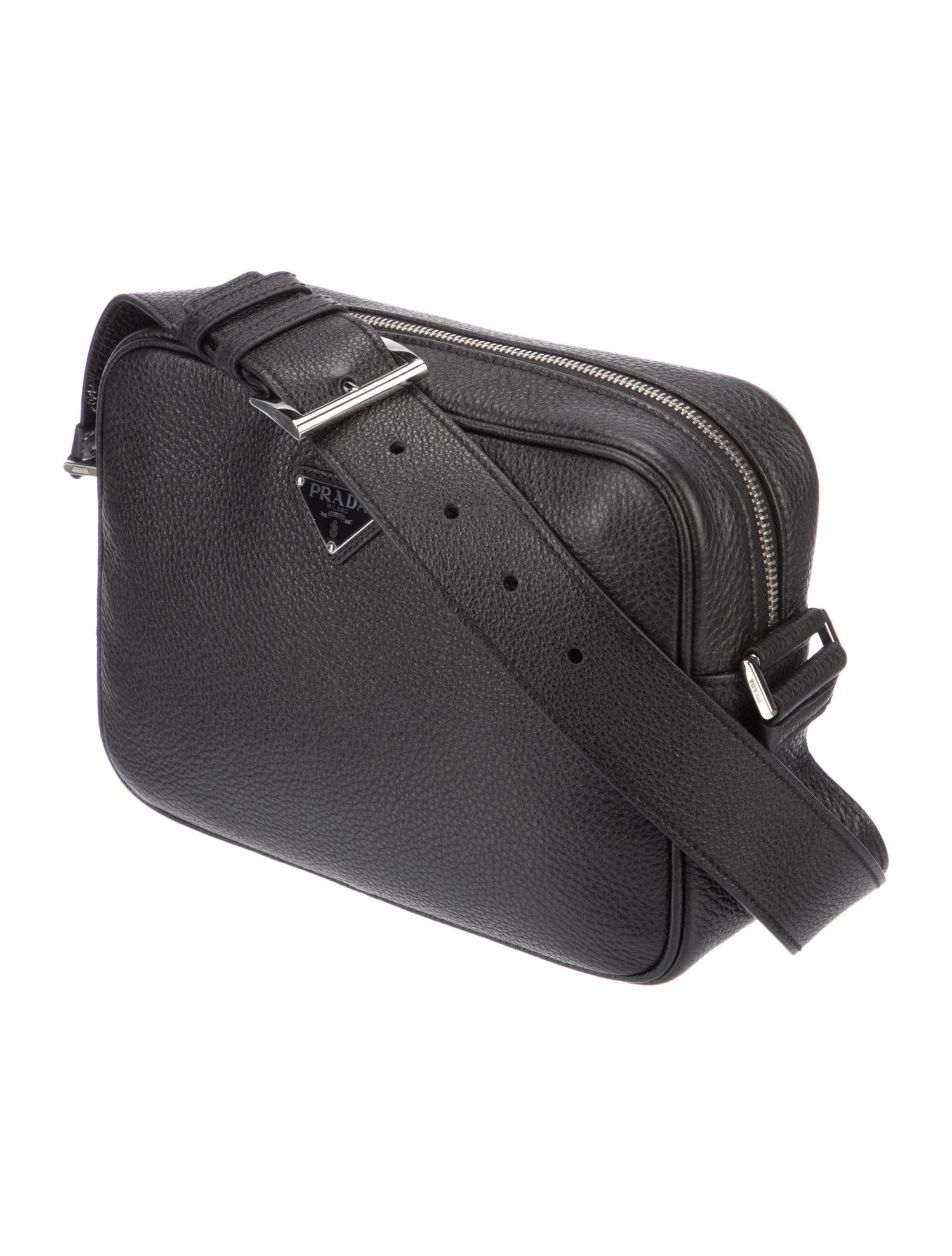 Prada Enameled Metal Triangle Messenger Bag