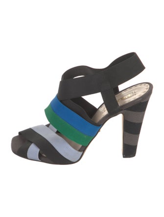 Prada Colorblock Pattern Slingback Sandals