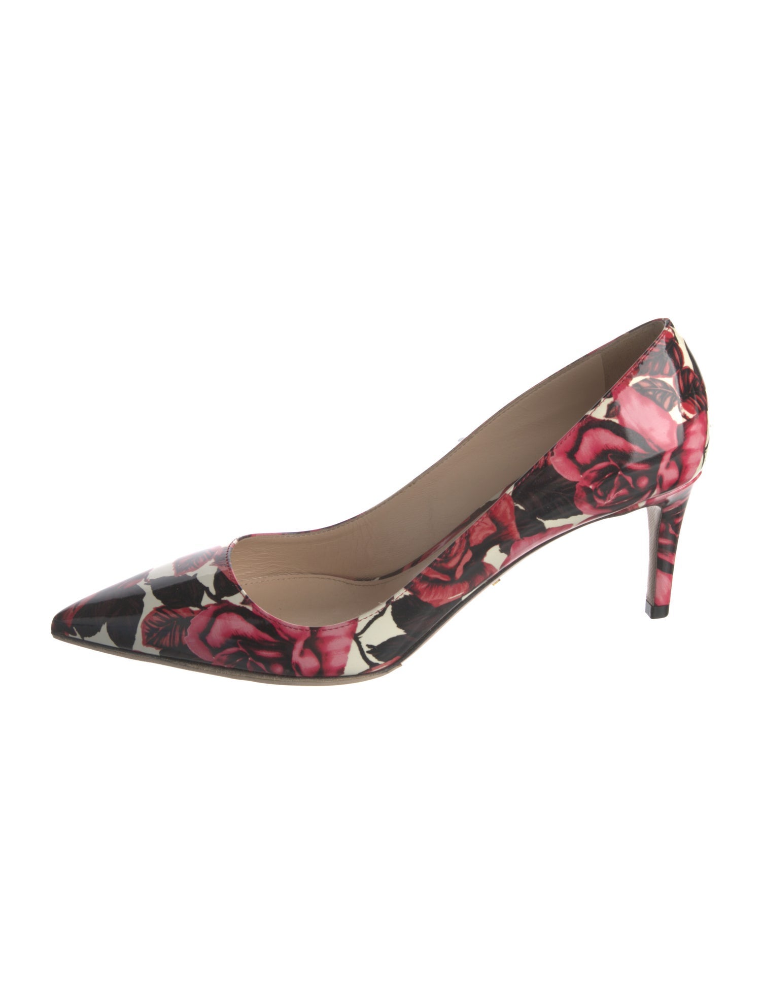Prada Patent Leather Floral Print Pumps