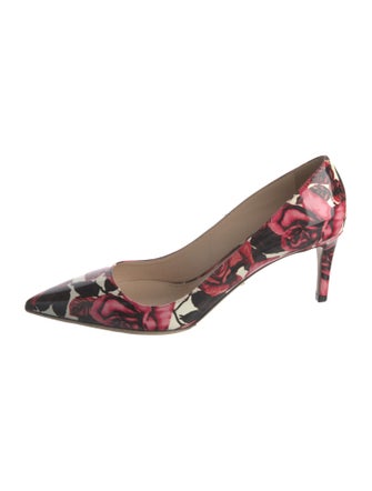 Prada Patent Leather Floral Print Pumps