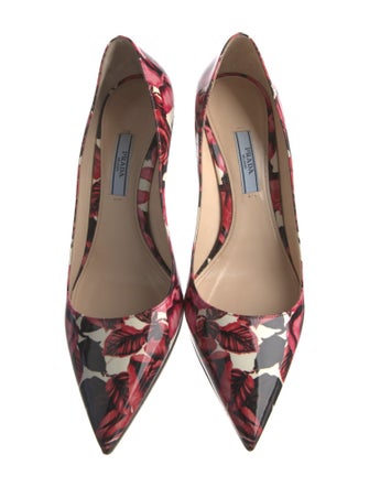 Prada Patent Leather Floral Print Pumps