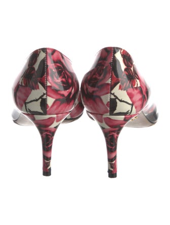 Prada Patent Leather Floral Print Pumps