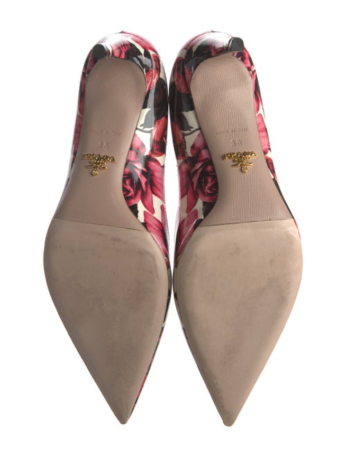 Prada Patent Leather Floral Print Pumps