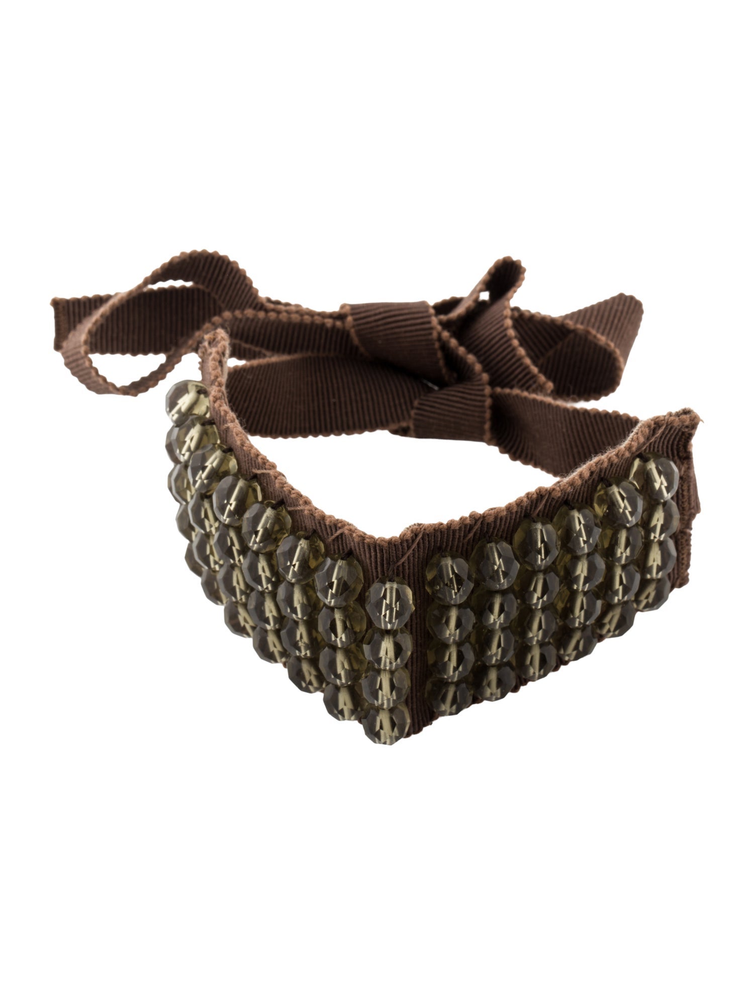 Prada Glass Bead & Ribbon Choker Bracelet