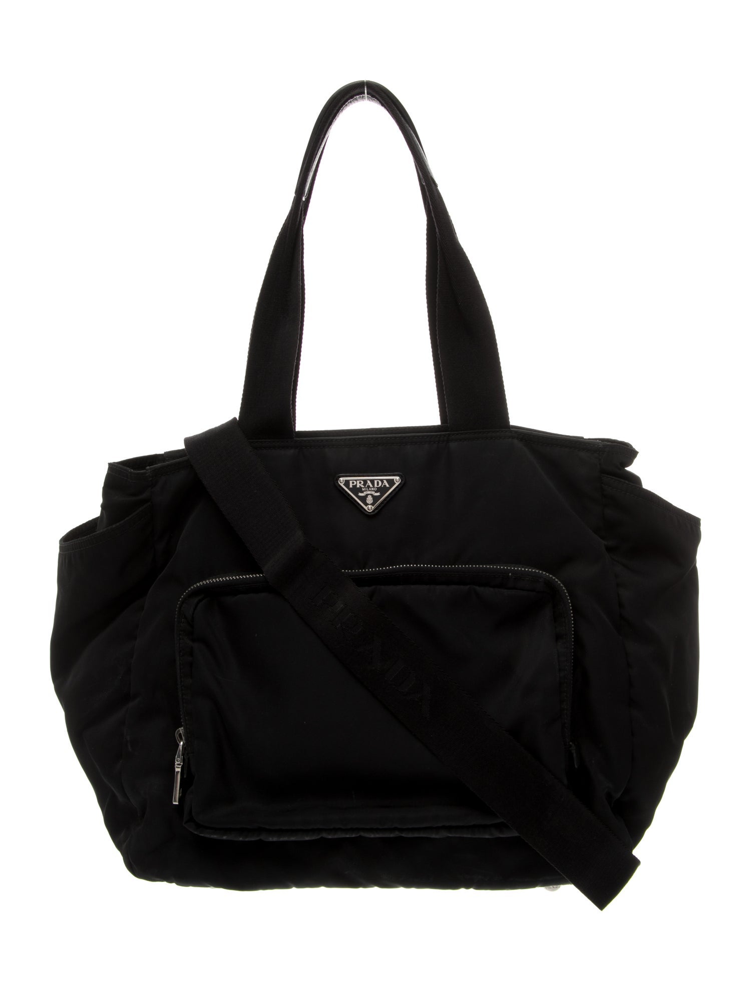 Prada Tessuto Enameled Metal Triangle Diaper Bag