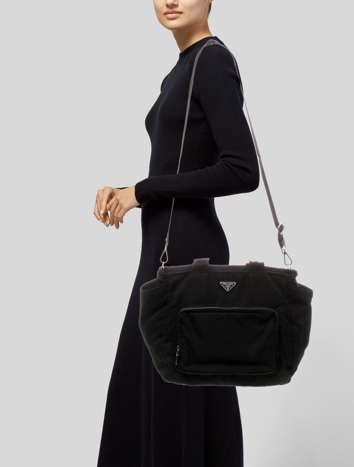 Prada Tessuto Enameled Metal Triangle Diaper Bag