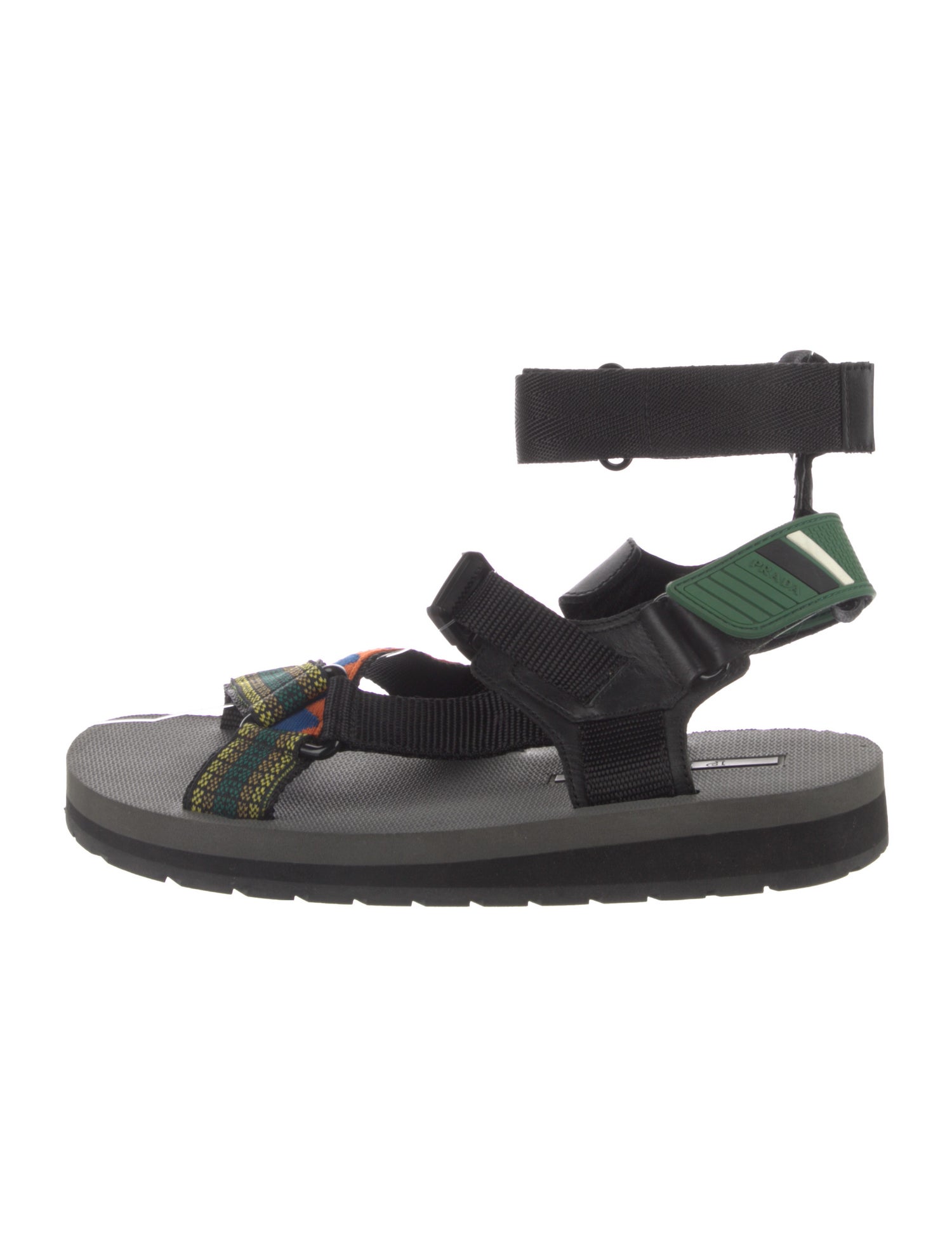 Prada Embroidered Accent Sandals