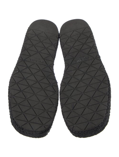 Prada Enameled Metal Triangle Raffia Espadrilles