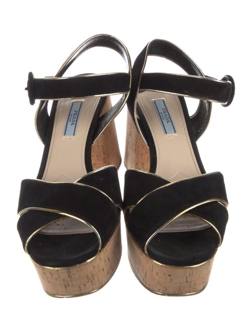 Prada Suede Leather Trim Embellishment Sandals