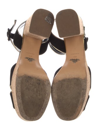 Prada Suede Leather Trim Embellishment Sandals
