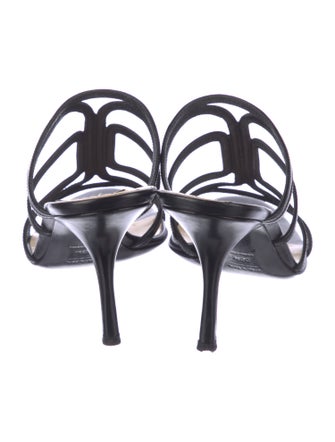 Prada Leather Cutout Accent Mules