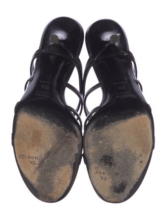 Prada Leather Cutout Accent Mules