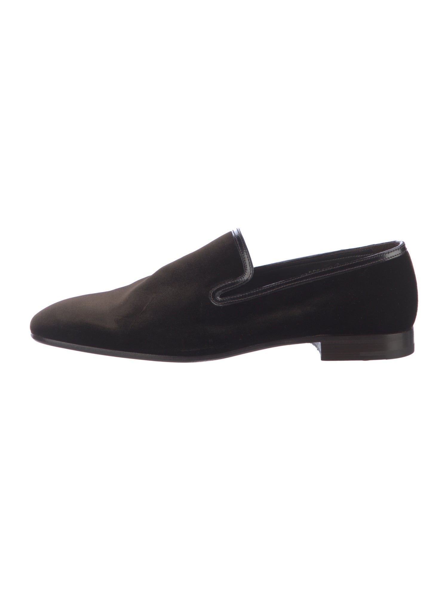 Prada Velvet Leather Trim Embellishment Loafers