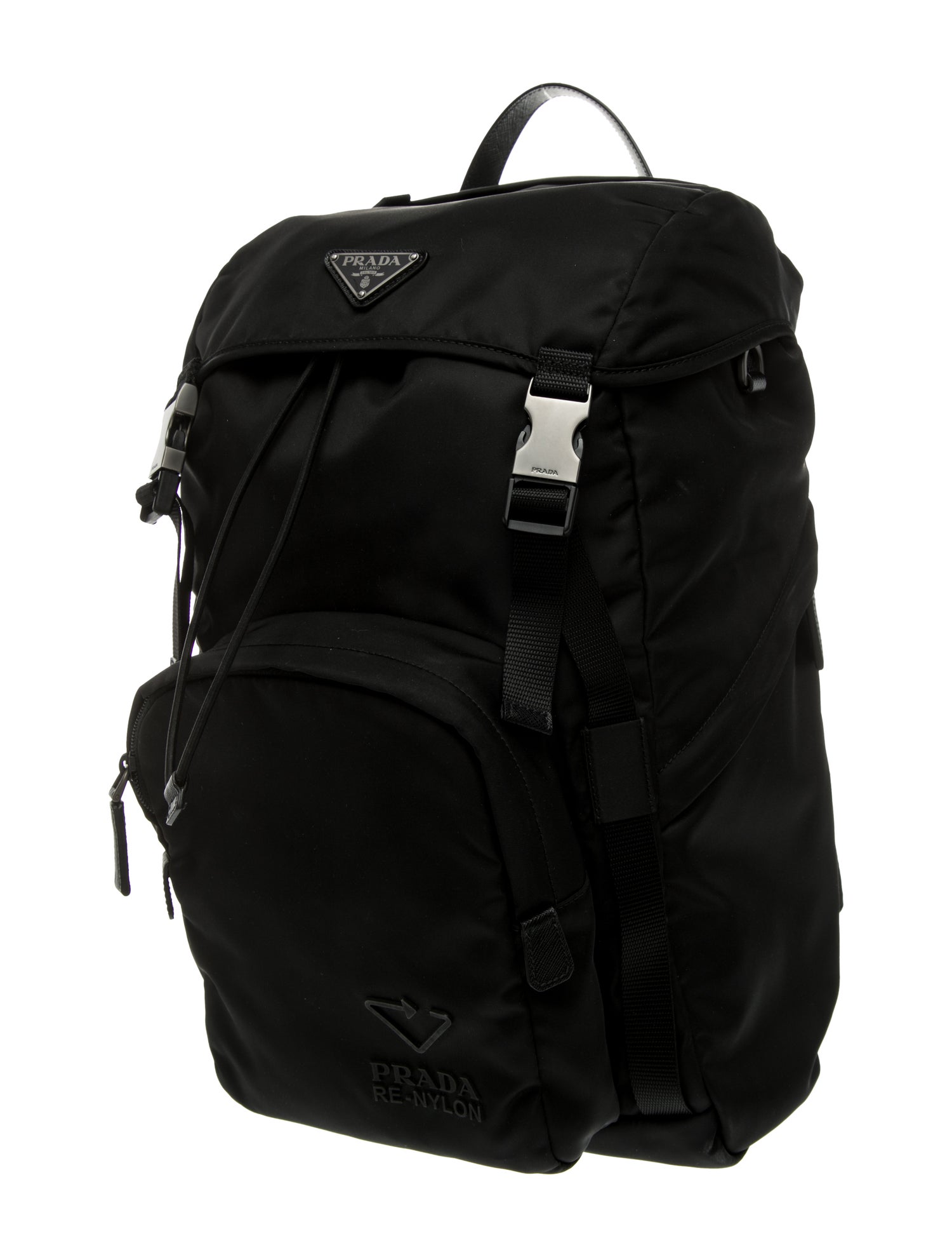 Prada Enameled Metal Triangle Backpack