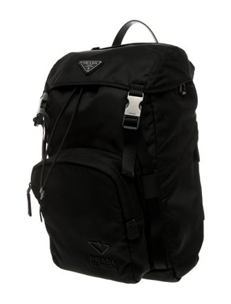 Prada Enameled Metal Triangle Backpack