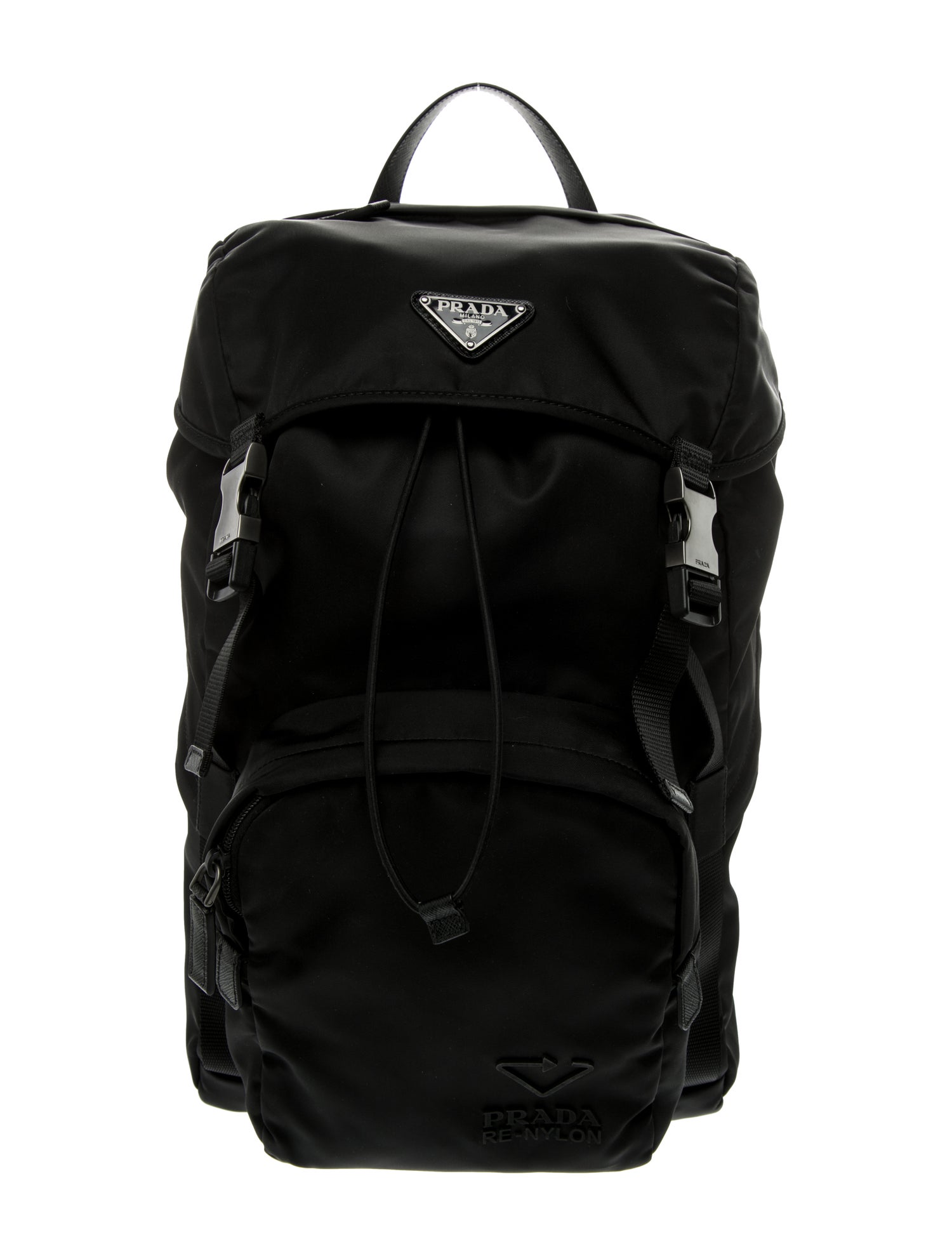 Prada Enameled Metal Triangle Backpack