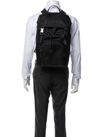 Prada Enameled Metal Triangle Backpack