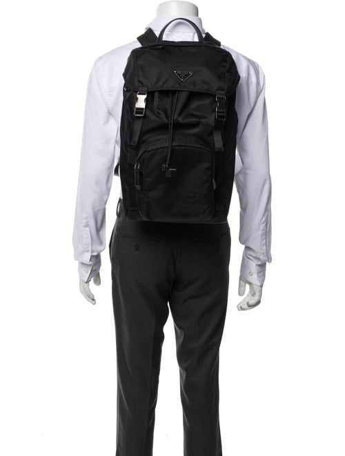 Prada Enameled Metal Triangle Backpack