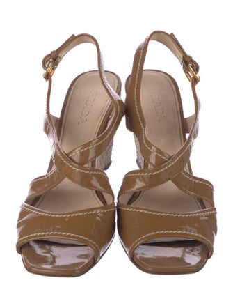 Prada Patent Leather Slingback Sandals