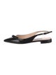 Prada Patent Leather Bow Accents Slingback Flats
