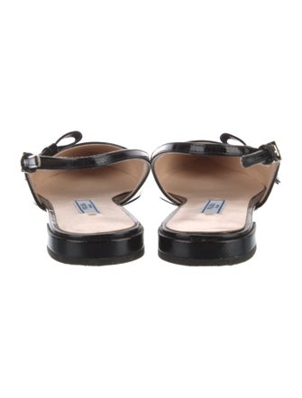 Prada Patent Leather Bow Accents Slingback Flats