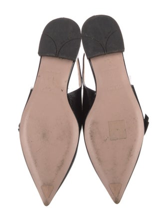 Prada Patent Leather Bow Accents Slingback Flats