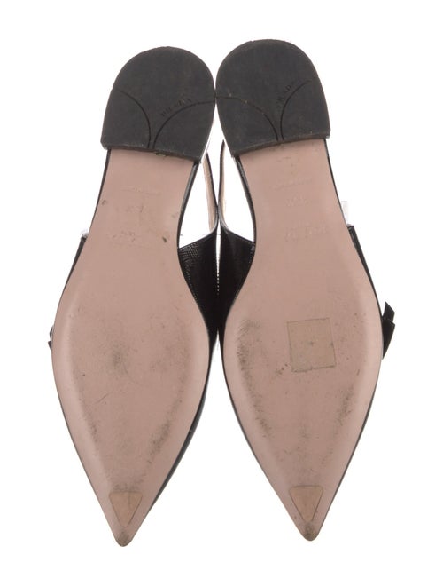 Prada Patent Leather Bow Accents Slingback Flats