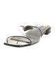Prada Enameled Metal Triangle Patent Leather Slides