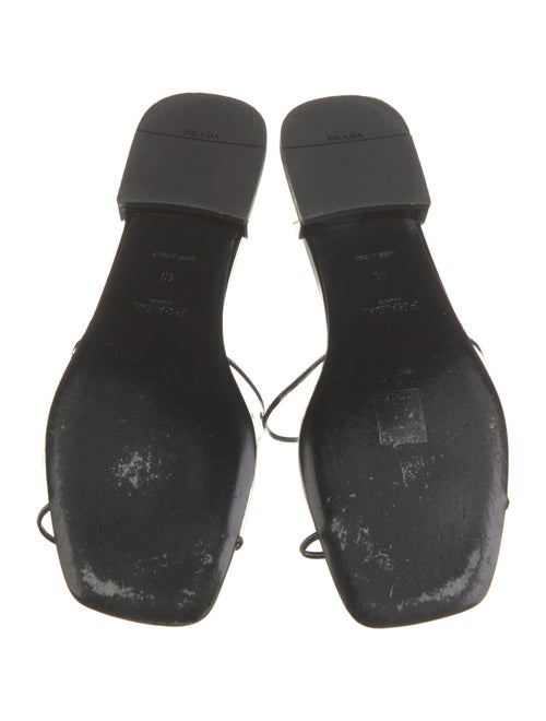 Prada Enameled Metal Triangle Patent Leather Slides