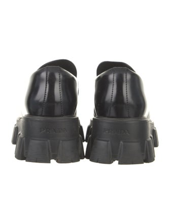 Prada Leather Embroidered Accent Oxfords