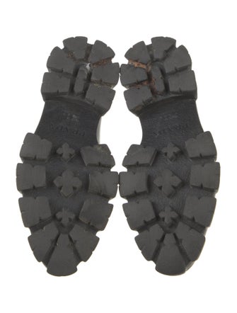 Prada Leather Embroidered Accent Oxfords