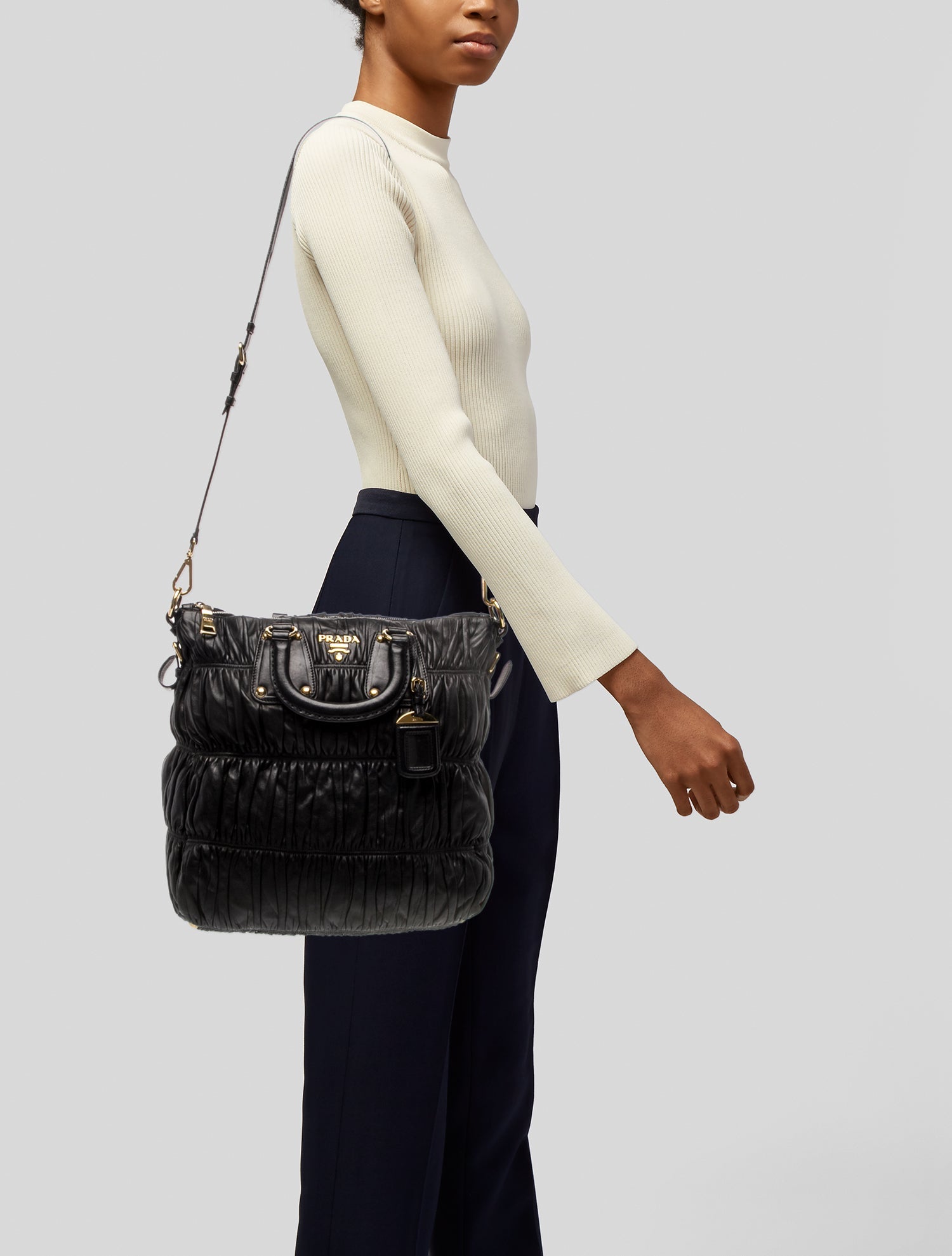 Prada Nappa Gaufre Leather Top Handle Bag