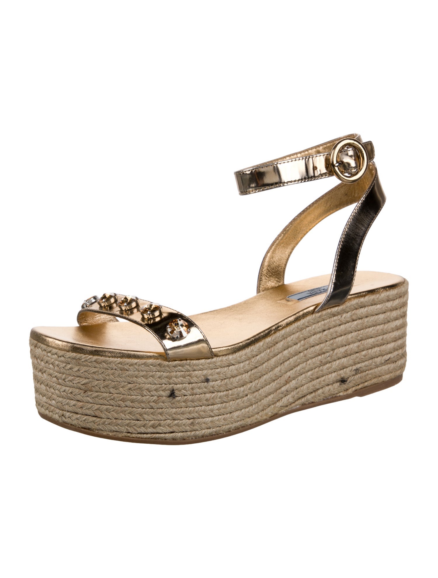 Prada Leather Colorblock Pattern Espadrilles